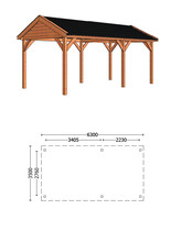 Trendhout | Buitenverblijf Zadeldak Betula L 6300 mm | Combinatie 1